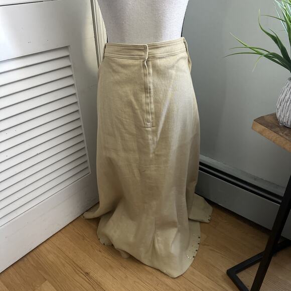 Vintage DV DONNA VINCI JEANS Skirt Womens 24 Tan Maxi Flare Stretch Retro Y2K - Picture 4 of 9
